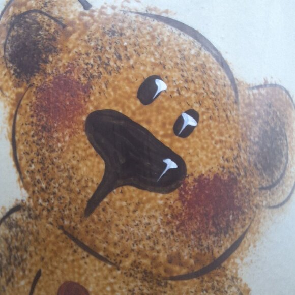 Roseville Crock Lid 1 Pint Low Small Painted Bear USA Made Pottery Canister Ohio - Picture 3 of 8